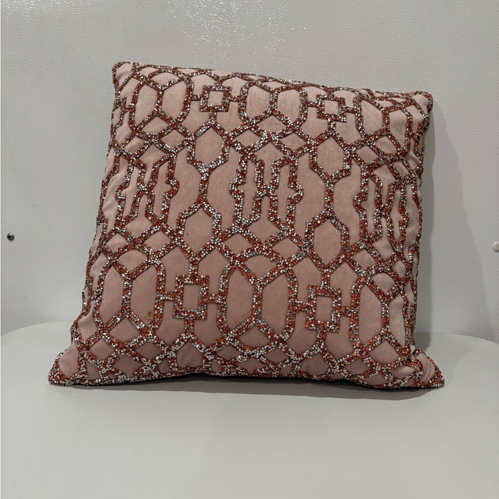 Sparkles Home Lattice Square Throw Pillow Pink 16”x16”